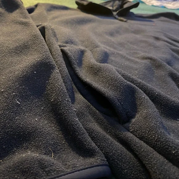 Vintage Navy Blue Nautica Fleece Quarter-Zip Sweatshirt w/ Pocket Medium - Picture 3 of 4